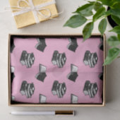 ピンクのモダン本の書誌模様 薄葉紙 (ギフト)