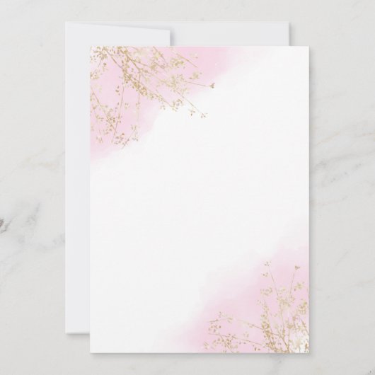 ピンクのモダン水の色の弓の赤ちゃんシャワー サンキューカード (裏面)