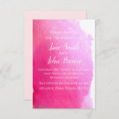 ピンクのモダン水結婚色の芸術 招待状 (正面/裏面)