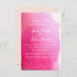 ピンクのモダン水結婚色の芸術 招待状