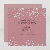 ピンクのモダン真珠のブライダルシャワーの招待状 セーブザデート (正面/裏面)