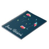 ピンクのモダン花シンプル日本のインスパイアアート ノートブック (左側)