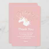 ピンクのモダン魔法のユニコーンサンキューカード サンキューカード (正面/裏面)