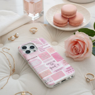ピンクのモチベーション・クオーツコラージュ 携帯ケース iPhone 15 PRO MAXケース