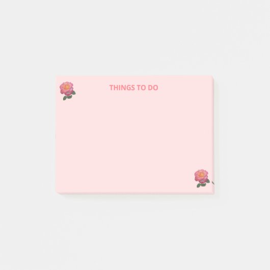 ピンクのモノにバラのイラスト Things To Do ポストイット (正面)