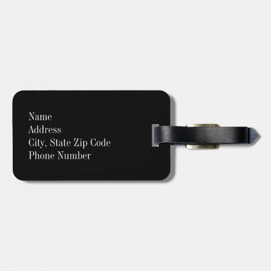 ピンクのモノグラムが付いている黒い水玉模様 ラゲッジタグ (裏面横)