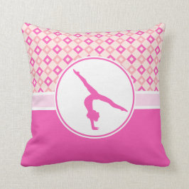 ピンクのモノグラムとのチェック模様のダイヤモンドの体操 クッション