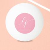 ピンクのモノグラムと名前パーソナライズされた 卓球ボール