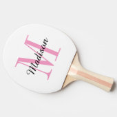 ピンクのモノグラムと名前パーソナライズされた 卓球ラケット (横)