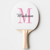 ピンクのモノグラムと名前パーソナライズされた 卓球ラケット (正面)