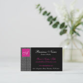 ピンクのモノグラムの名刺が付いているエレガントなレース 名刺 (スタンド正面)