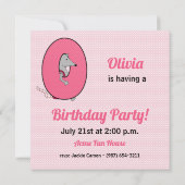 ピンクのモノグラムの手紙Oキッドの誕生日パーティー 招待状 (裏面)