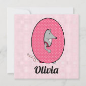 ピンクのモノグラムの手紙Oキッドの誕生日パーティー 招待状 (正面)