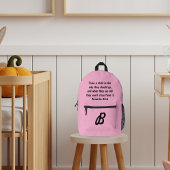 ピンクのモノグラムカスタム聖書の詩の箴言22:6 プリントバックパック