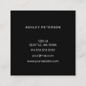 ピンクのモノグラムガーリーフローラ可愛パーソナライズされた スクエア名刺 (裏面)