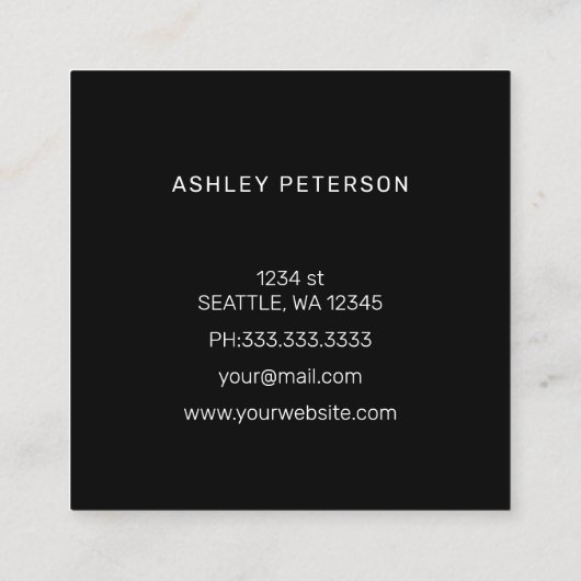 ピンクのモノグラムガーリーフローラ可愛パーソナライズされた スクエア名刺 (裏面)