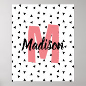 ピンクのモノグラムパーソナライズされた名プリント付き名前。 ポスター (正面)