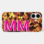 ピンクのモノグラム入りべっ甲柄 Case-Mate iPhoneケース (裏面 (横))