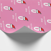 ピンクのモノグラム文字メリークリスマスの包装紙 ラッピングペーパー (角)