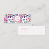 ピンクのモノグラム水彩の花 スキニー名刺 (正面/裏面)