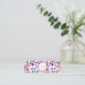 ピンクのモノグラム水彩の花 スキニー名刺 (スタンド正面)