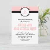 ピンクのモノグラム結婚式の招待または任意の色 招待状 (スタンド正面)