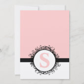 ピンクのモノグラム結婚式の招待または任意の色 招待状 (裏面)