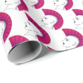 ピンクのモホーク族の人のパンクのスタイルの白 ラッピングペーパー (ロールコーナー)