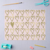 ピンクのモモおよび金ゴールドのハート 薄葉紙 (クラフト)