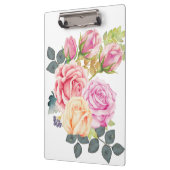 ピンクのモモのバラの美しい水彩画の花束 クリップボード (左)