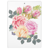 ピンクのモモのバラの美しい水彩画の花束 クリップボード (裏面)