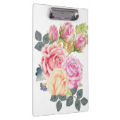 ピンクのモモのバラの美しい水彩画の花束 クリップボード (右)