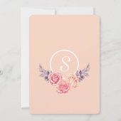 ピンクのモモの水彩画のバラの新婦付添人の招待状 招待状 (裏面)