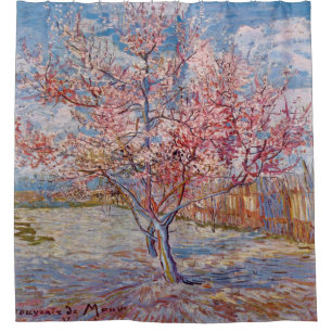 ピンクのモモ木のゴッホの芸術の絵画 シャワーカーテン
