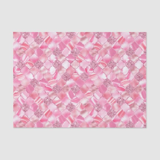 ピンクのモロッコクローバーパターン 薄葉紙 (正面)