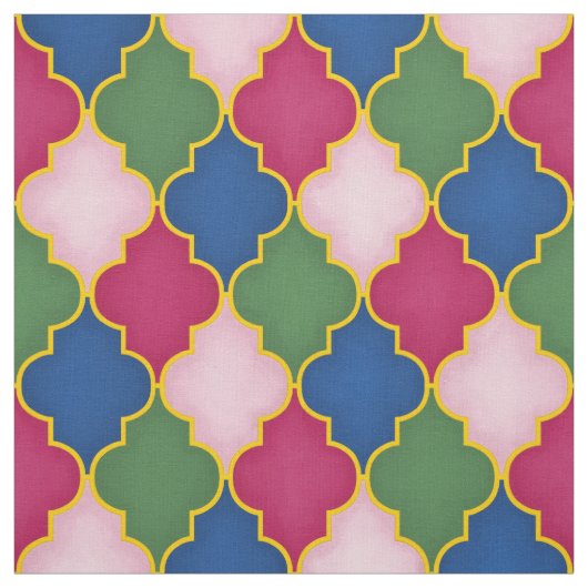 ピンクのモロッコタイル（大規模） ファブリック (見本)