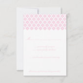 ピンクのモロッコパターンウェディングパーティーRSVPカード 出欠カード (正面)