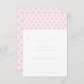 ピンクのモロッコパターンウェディングパーティーRSVPカード 出欠カード (正面/裏面)