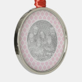 ピンクのモロッコパターンフォトオーナメント メタルオーナメント (右)