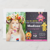 ピンクのモンスターの招待状（写真付き） 招待状 (正面)