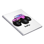 ピンクのモンスタートラックの漫画イラストレーション ノートブック (右側)