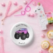 ピンクのモンスタートラックの漫画イラストレーション ペーパーボウル (パーティー)