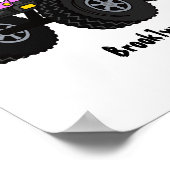 ピンクのモンスタートラックの漫画イラストレーション ポスター (角)