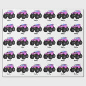 ピンクのモンスタートラックの漫画イラストレーション ラッピングペーパー (フラット)