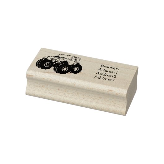 ピンクのモンスタートラックの漫画イラストレーション ラバースタンプ (スタンプ)