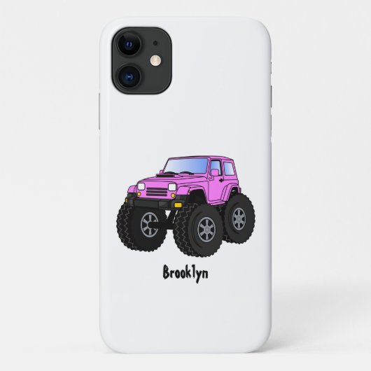 ピンクのモンスタートラックの漫画イラストレーション Case-Mate iPhoneケース (裏面)