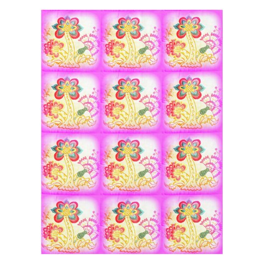 ピンクのヤシの木のテーブルクロス テーブルクロス (正面)