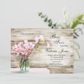 ピンクのヤドリギを飾ったメイソンジャー 招待状 (スタンド正面)