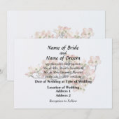 ピンクのヤマボウシの枝 招待状 (正面/裏面)