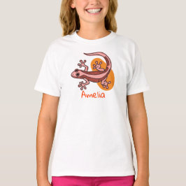 ピンクのヤモリのキッズTシャツ – かわいいカラフルなトカゲのTシャツ Tシャツ